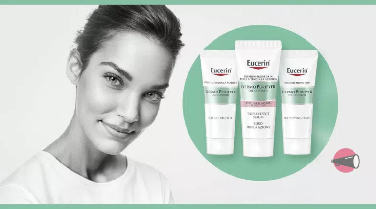 Ricevi 3 campioni gratuiti Eucerin DermoPurifyer: gel detergente 20ml + siero 7ml + fluido 5ml