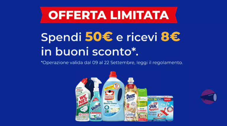 Amazon: ricevi un buono da 8€ con WC Net, Vetril, Omino Bianco, Deox, Citrosil, Smac