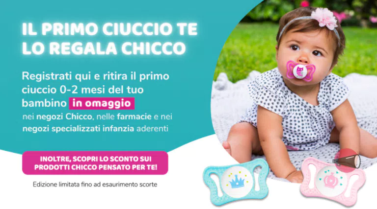 “Benvenuto Chicco”: il primo ciuccio te lo regala Chicco
