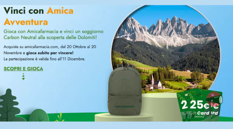 Gioca con Amicafarmacia e vinci un soggiorno Carbon Neutral alla scoperta delle Dolomiti!