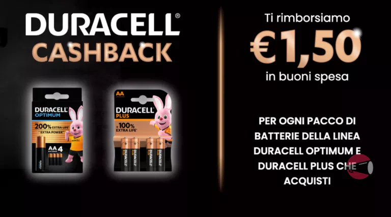 Cashback Duracell: fatti rimborsare fino a 6€