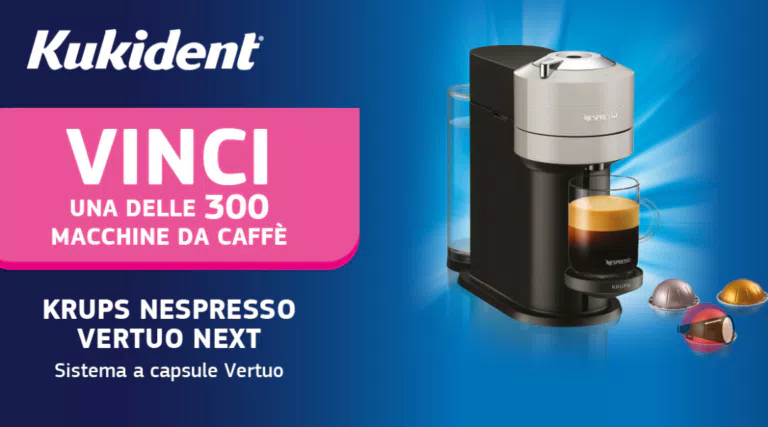 Concorso Kukident 2022: vinci macchinetta da caffè Nespresso Krups Vertuo Next