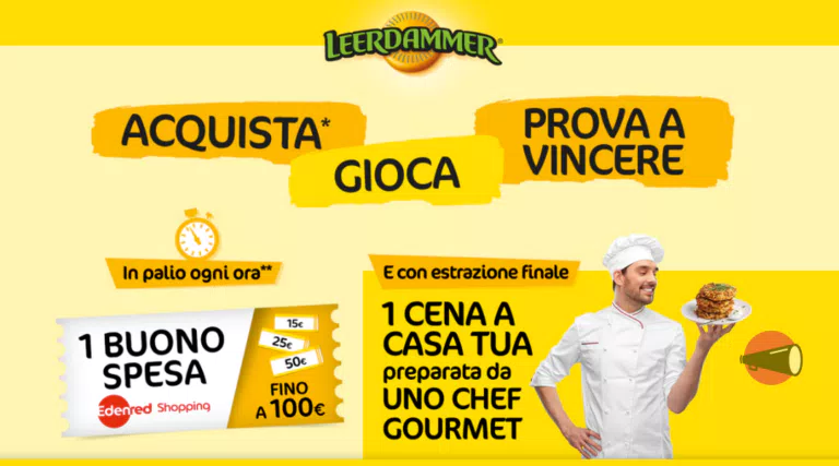 Concorso Leerdammer “Prova a vincere con Leerdammer”: vinci ogni ora 1 buono spesa fino a 100€