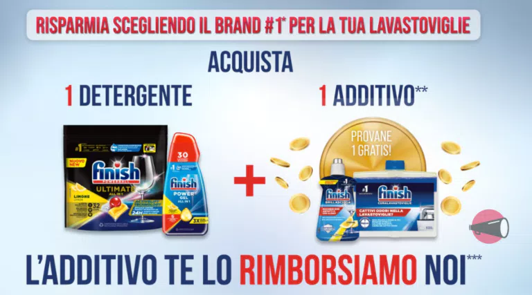 Cashback Finish Additivi: l’additivo ti viene rimborsato