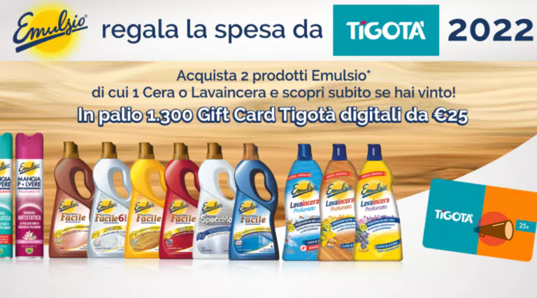 Emulsio ti regala la spesa da Tigotà: vinci 1.300 Gift Card digitali!