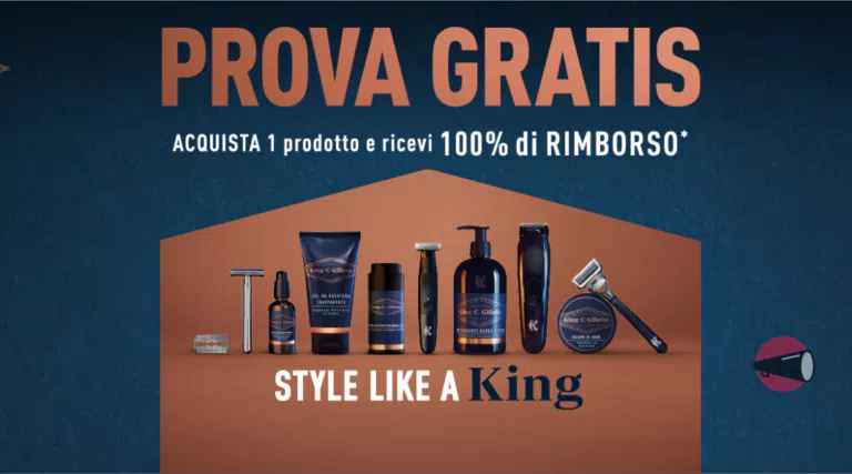 Cashbck King C Gillette Prova gratis: come ricevere il 100% di rimborso su 1 prodotto a scelta