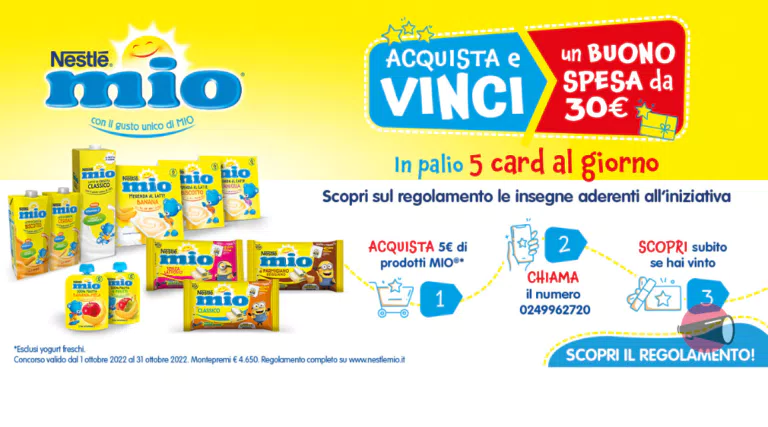 Concorso “Vinci buoni spesa con Mio”: ogni giorno si vincono 5 buoni spesa da 30€