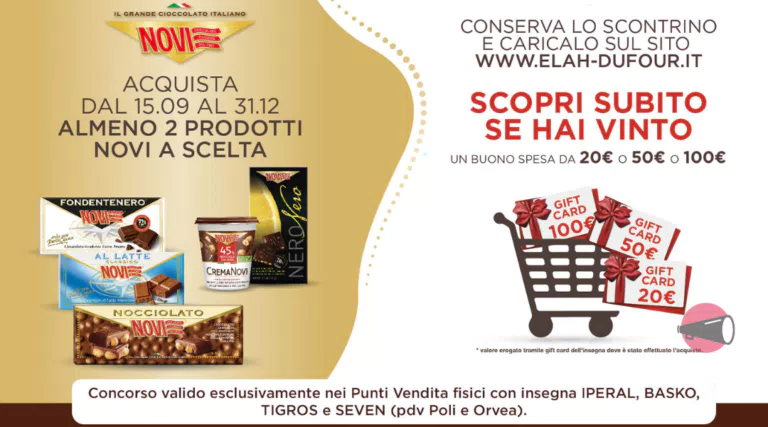 Vinci con NOVI 2022: in palio buoni spesa da 20, 50 o 100€