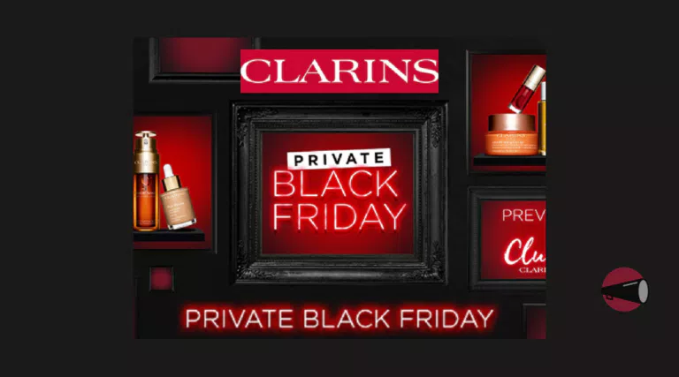 Black friday Clarins: fai il pieno di bellezza con uno sconto di 10€ e campioni omaggio sul tuo primo ordine!