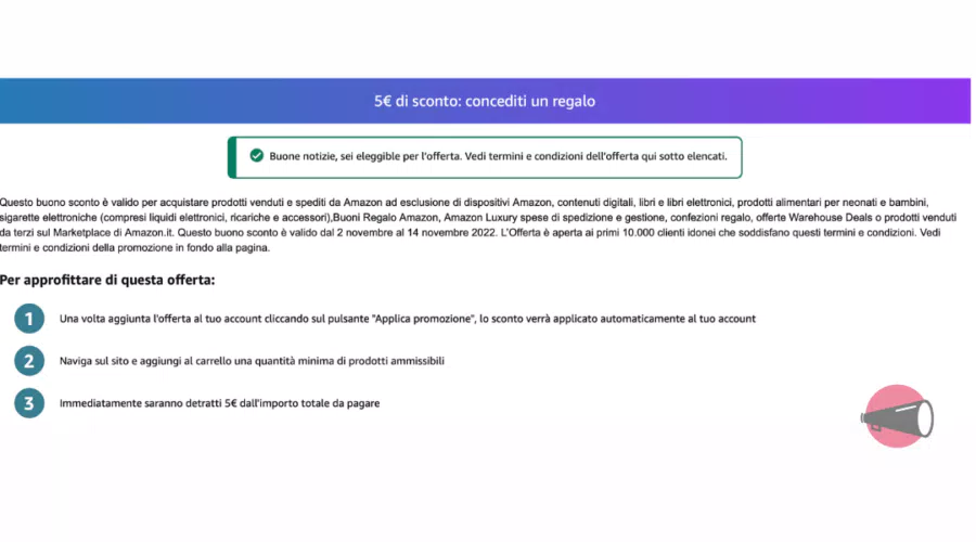 Amazon “Concediti un regalo”: 5€ di sconto per i primi 10.000 utenti