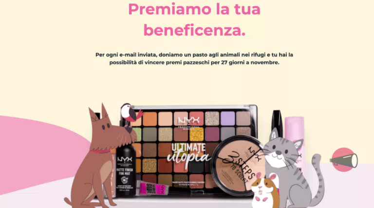 “Cute & Kind”: vinci gratis set make-up NYX da 120€ e buoni Pink Panda da 200€