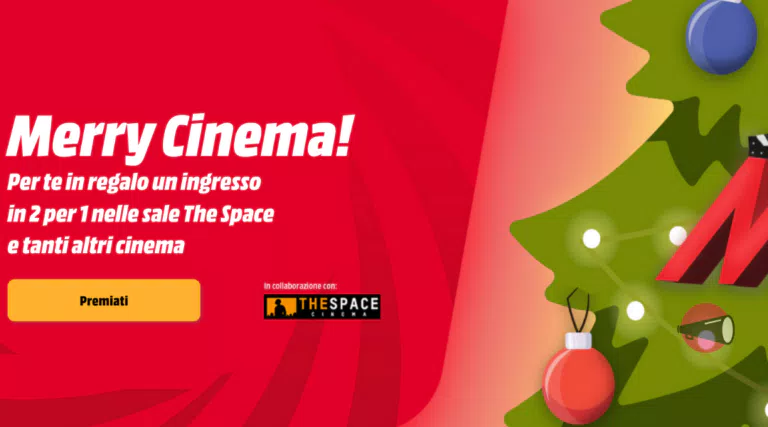 Merry Cinema con Mediaworld: in regalo ingressi cinema 2×1