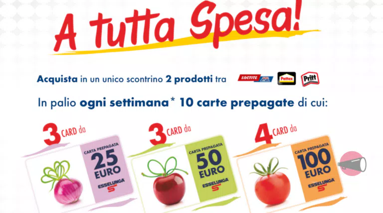 Concorso Esselunga 2023: vinci buoni spesa Esselunga fino a 100€ con Attak, Pattex e Pritt