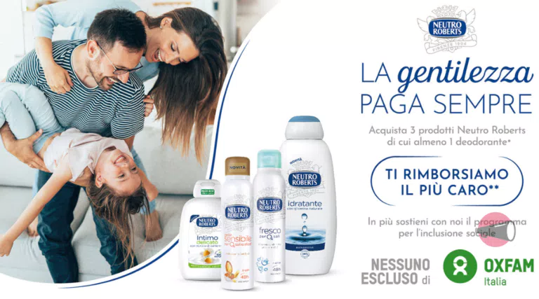 Cashback Neutro Roberts “La gentilezza paga sempre”: ricevi il rimborso di 1 prodotto