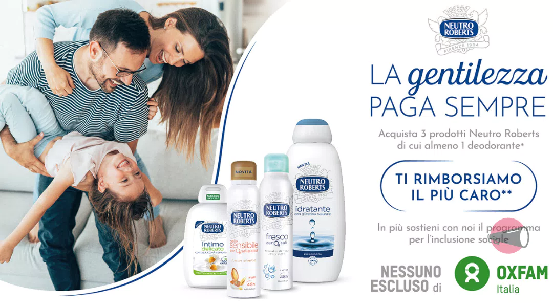 Cashback Neutro Roberts “La gentilezza paga sempre”: ricevi il rimborso di 1 prodotto