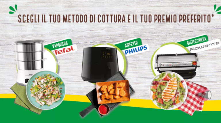 Fileni “Tutti i gusti del benessere”: vinci ogni giorno vaporiera, bistecchiera o friggitrice ad aria
