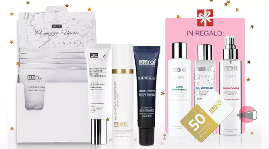 Offerta Trattamento Viso Illuminante Barò Cosmetics: kit in regalo e Buono Regalo di 50€