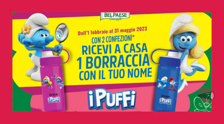 Concorso Bel Paese “puffa con Crema BelPaese 2”: ogni giorno 40 di voi ricevono una borraccia personalizzata con il proprio nome
