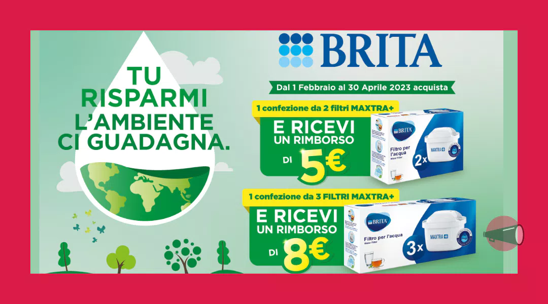 Cashback filtri caraffa filtrante Brita: ricevi 5€ o 8€ di rimborso