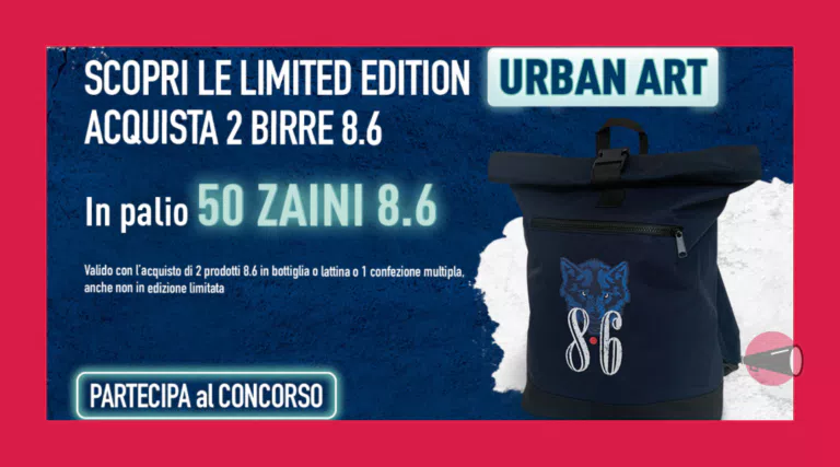 Concorso birra Bavaria 8.6 Urban Art: vinci 50 zaini 8.6