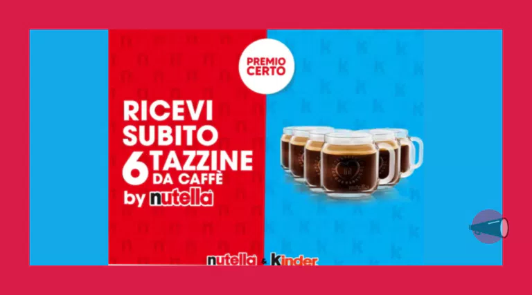 Premio certo Nutella: in regalo un set da 6 tazzine da caffè in vetro!