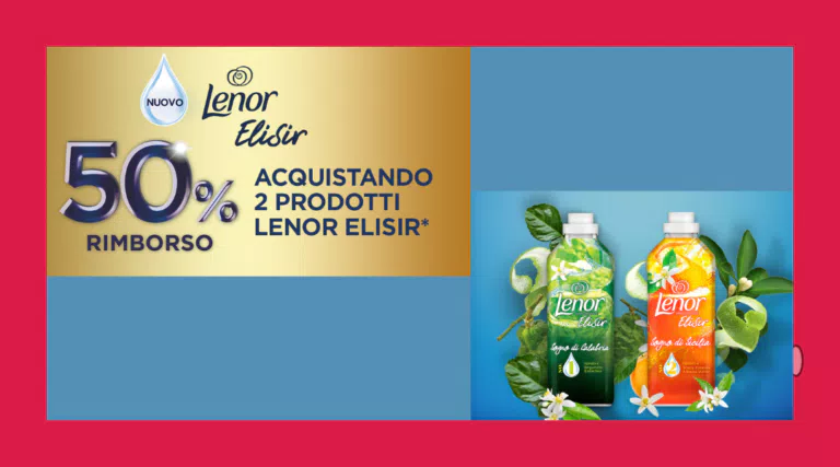 Cashback Lenor Elisir 50%: ricevi 5€ di rimborso