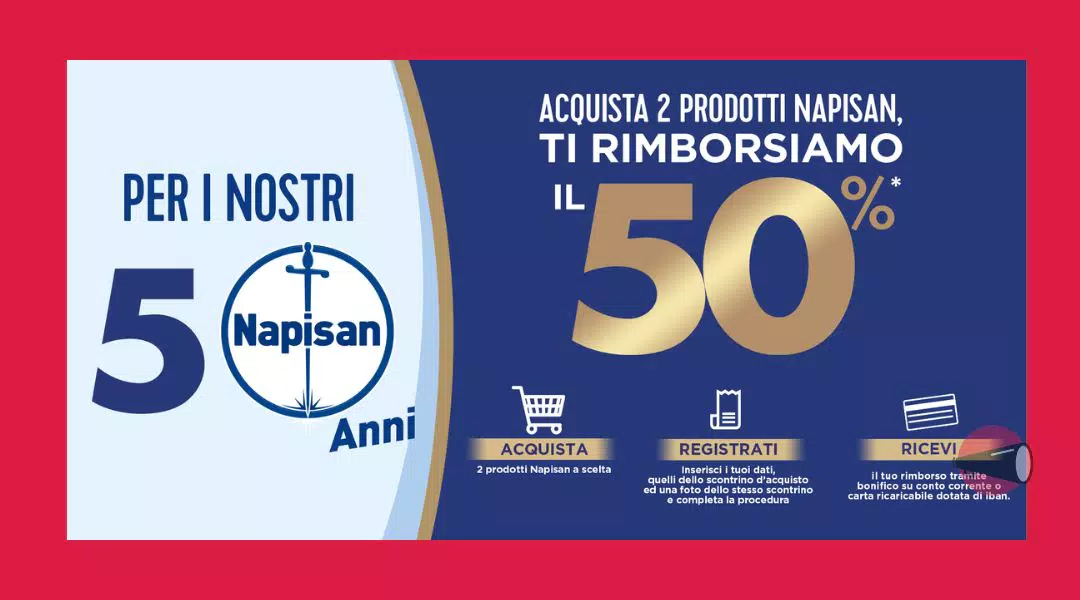 Cashback “Napisan 50 anni”: come ricevere il 50% di rimborso