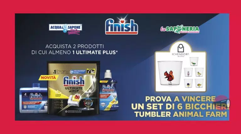 Concorso “FAI BRILLARE LA TUA CASA CON ULTIMATE PLUS”: vinci set di 6 bicchieri Tumbler Animal Farm Ichendorf