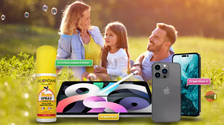 Alontan: rispondi e vinci gratis 2 iPhone 14 Pro, iPad Air e set repellenti
