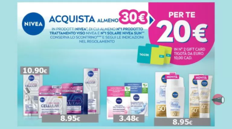“Nivea regala Tigotà 2023”: spendi 30 euro e riprendi 20 euro