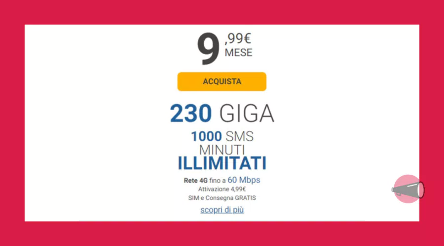 Scegli Kena 9,99€ mese! Hai +200GB per 60 gg! L'attivazione ed il primo mese sono GRATIS!