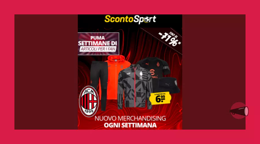 Scontosport Settimana Articoli per Fan AC Milan prodotti da 6.9€