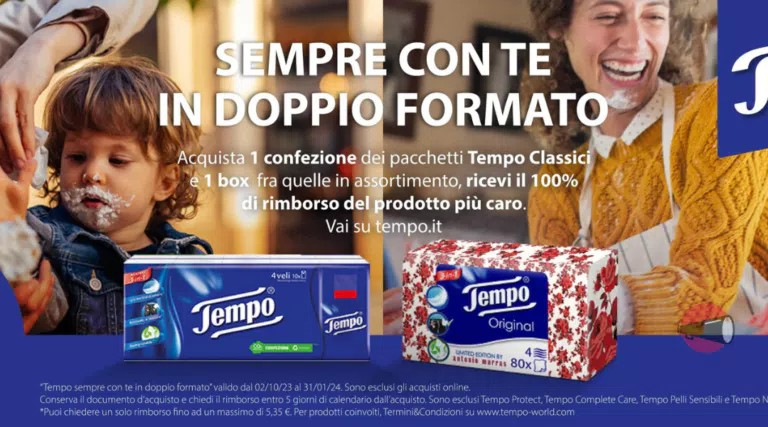 Cashback fazzoletti Tempo 2023: come farsi rimborsare il più costoso