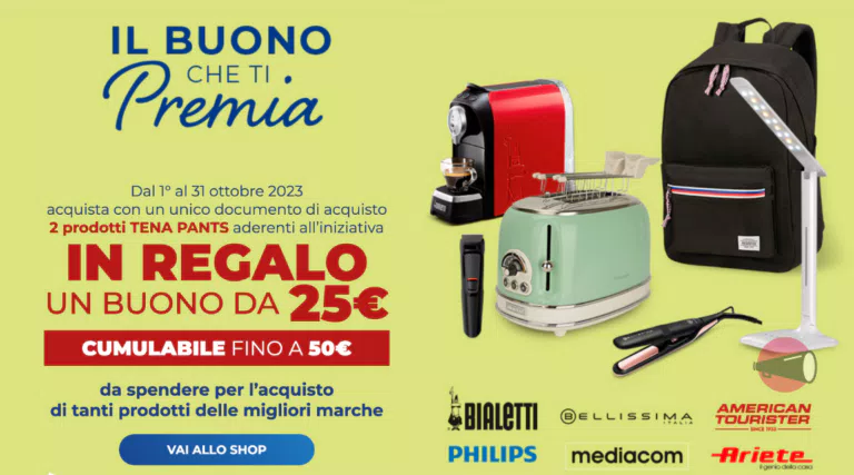 TENA “Il Buono che ti Premia”: richiedi i buoni e richiedi il premio certo