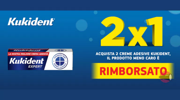 Cashback “Kukident 2×1”: come farsi rimborsare 1 prodotto