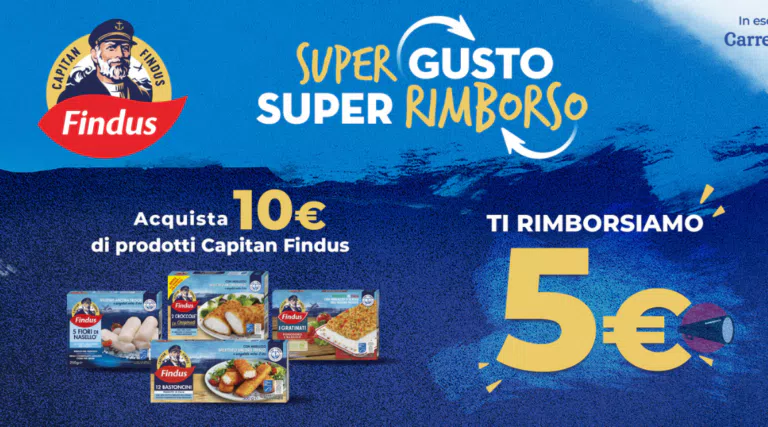 Cashback Findus “Super Gusto Super Rimborso”, spendi 10€ = ti rimborsano 5€