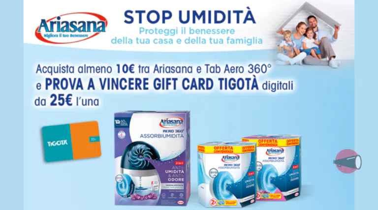 Concorso Ariasana da Tigotà: vinci fino a 500€ in gift card