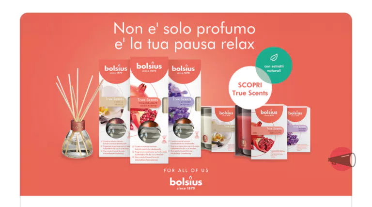 Buono sconto 2,50€ Bolsius True Scents Candela grande o Diffusore con bastoncini