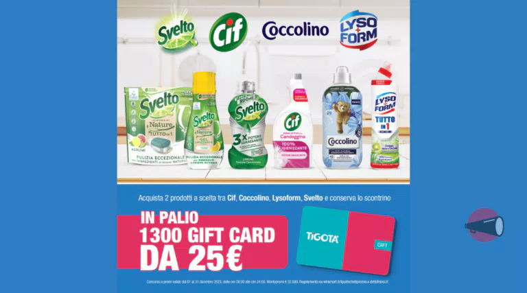 Concorso “Il pulito che ti premia”: vinci gift card Tigotà