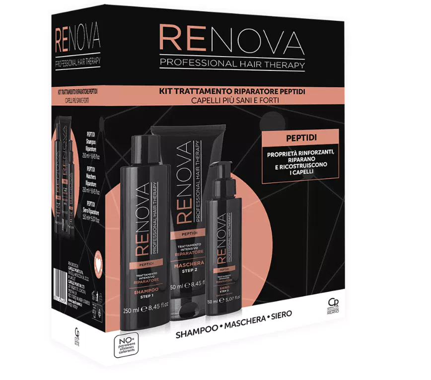 RENOVA Kit trattamento riparatore per capelli ai Peptidi