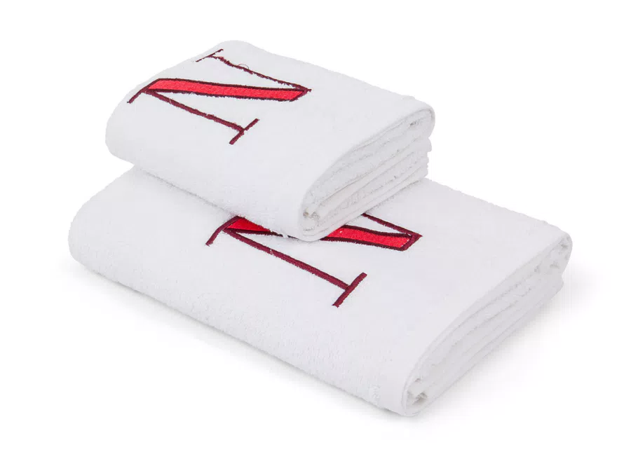 Set asciugamano in spugna ospite e viso con monogramma lettera (-30% di sconto)