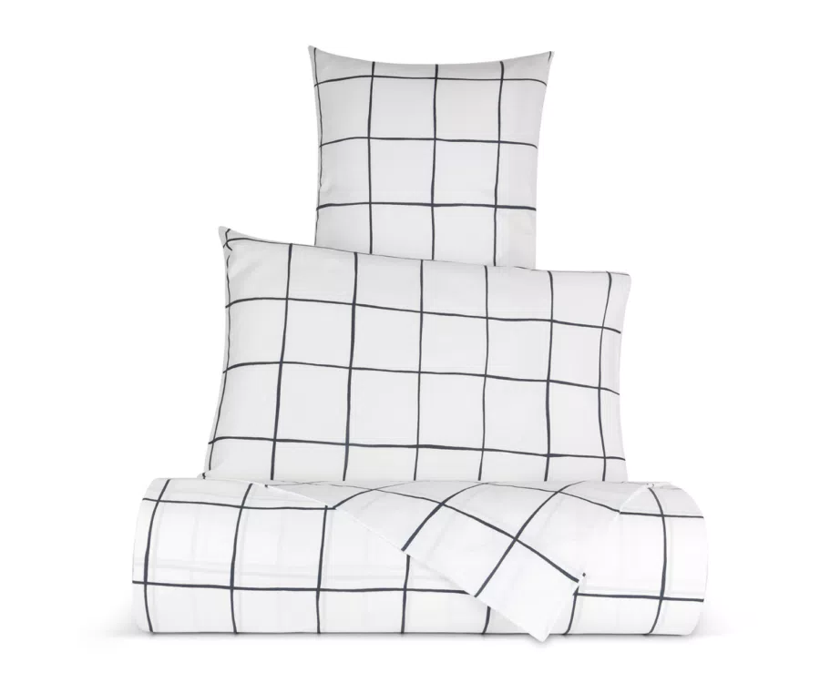 Parure lenzuolo raso di cotone fantasia check (-50% di sconto)