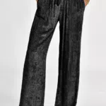 Pantalone palazzo in velluto fluido a coste nero (-30% di sconto)