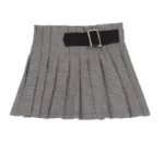 Minigonna fantasia pied-de-poule con cintura e plissettatura (-60% di sconto)