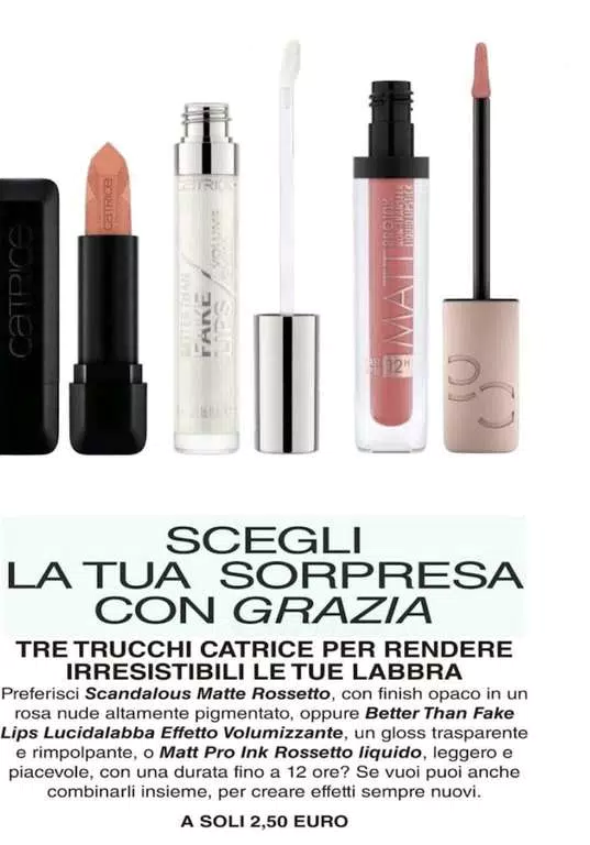 Cosmetico Catrice (Rossetto, rossetto liquido, gloss) a 2,50€ con Grazia