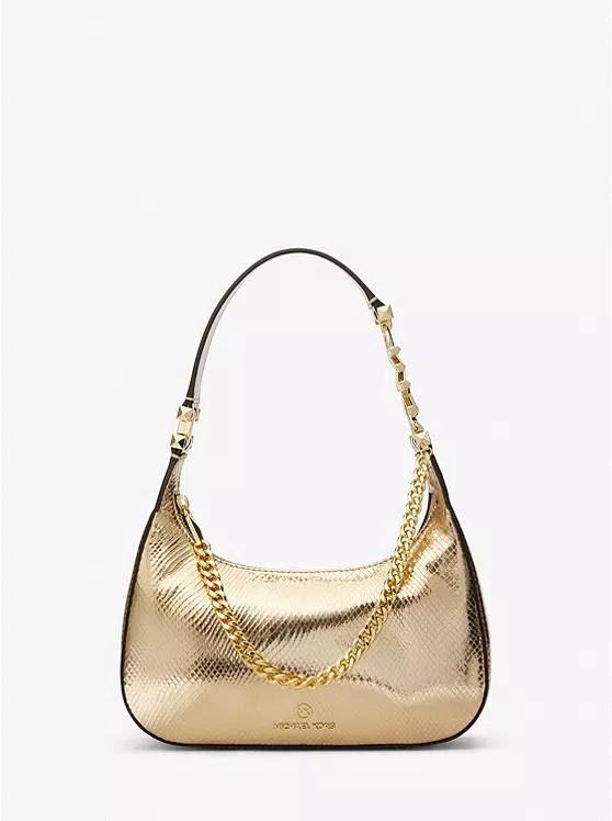 Borsa a spalla Piper piccola in pelle stampa serpente metallizzata (-60% di sconto)