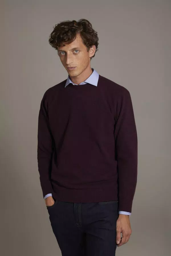 Maglia girocollo in misto lana lambswool