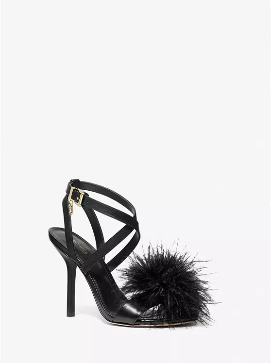 Sandalo Whitby in pelle con piume (-70% di sconto)