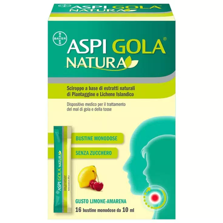 ASPI GOLA NATURA SCIROPPO PER MAL DI GOLA LIMONE- AMARENA 16 BST