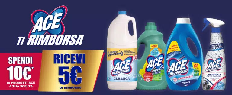 Cashback “Ace ti rimborsa”: ricevi 5 euro di rimborso